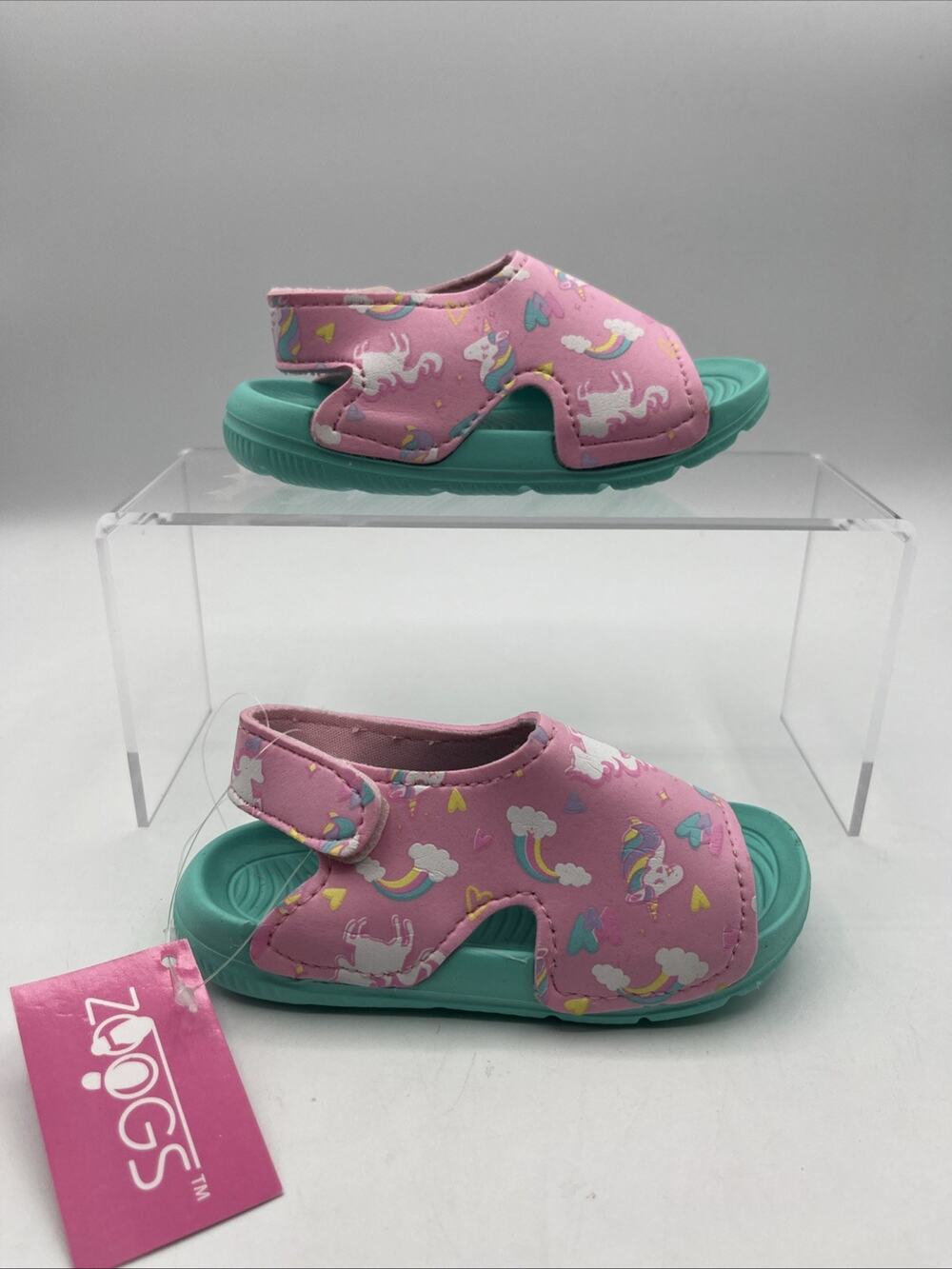 Zoogs Toddler Girls Water Sandals Size 6 Pink Teal Unicorn Beach Pool Summer NWT